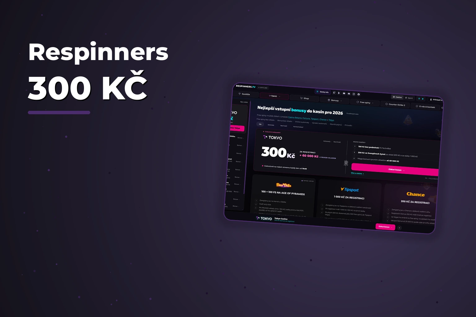 Respinners Česká Platforma pro Casino Bonusy a Live Twitch Streamy